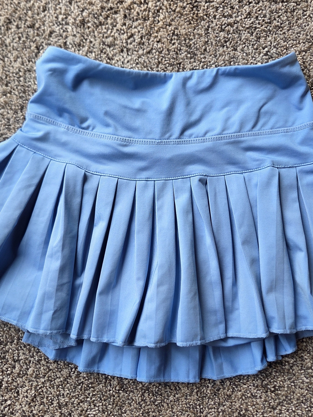 Pleated Athletic Skort in Light Blue with Wide Waistband